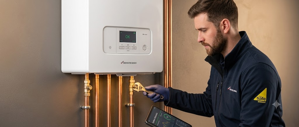 Warm Again Heating - professional Gas Safe engineer servicing a boiler